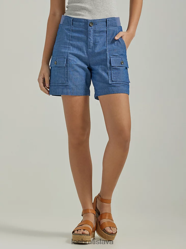 Lee oblečenie HL0J0R249 chambray ženy ultra lux s flex-to-go uvoľneným nákladom krátkym