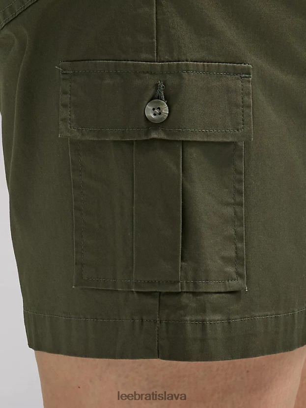 Lee oblečenie HL0J0R269 pohraničná oliva ženy ultra lux s flex-to-go uvoľneným nákladom bermudy (plus)