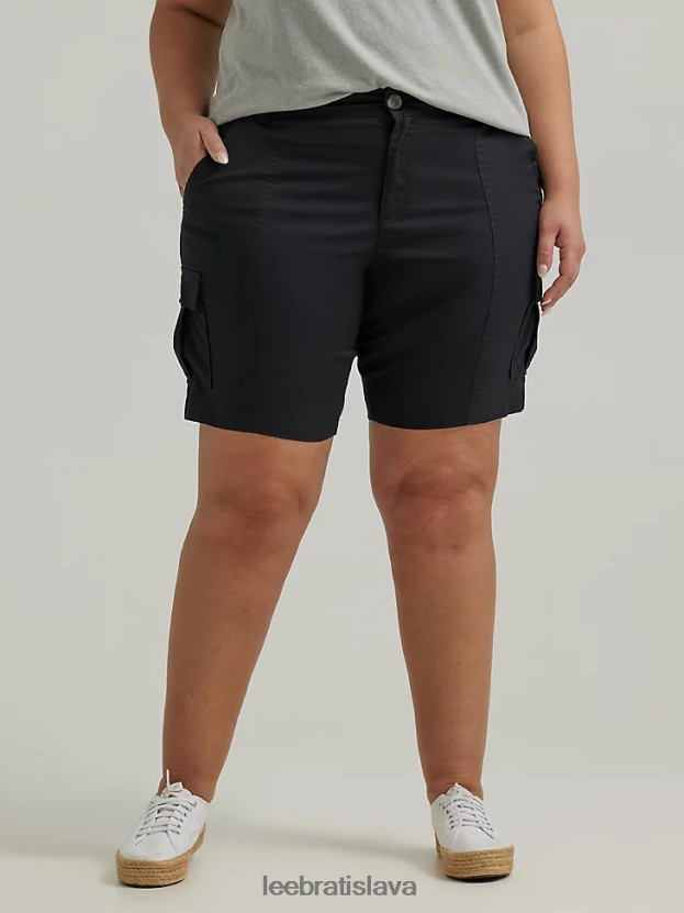 Lee oblečenie HL0J0R270 čierna ženy ultra lux s flex-to-go uvoľneným nákladom bermudy (plus)