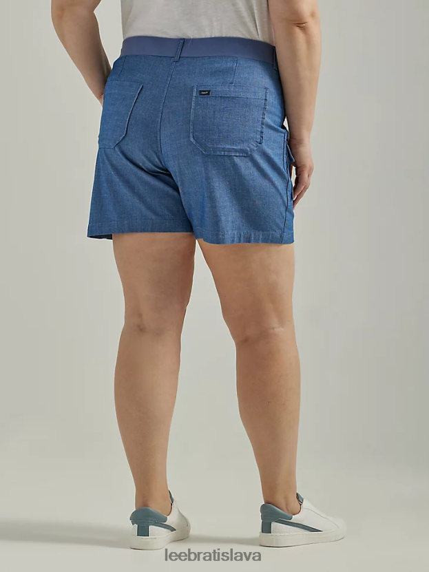 Lee oblečenie HL0J0R283 chambray ženy ultra lux s flex-to-go uvoľneným nákladom krátky (plus)