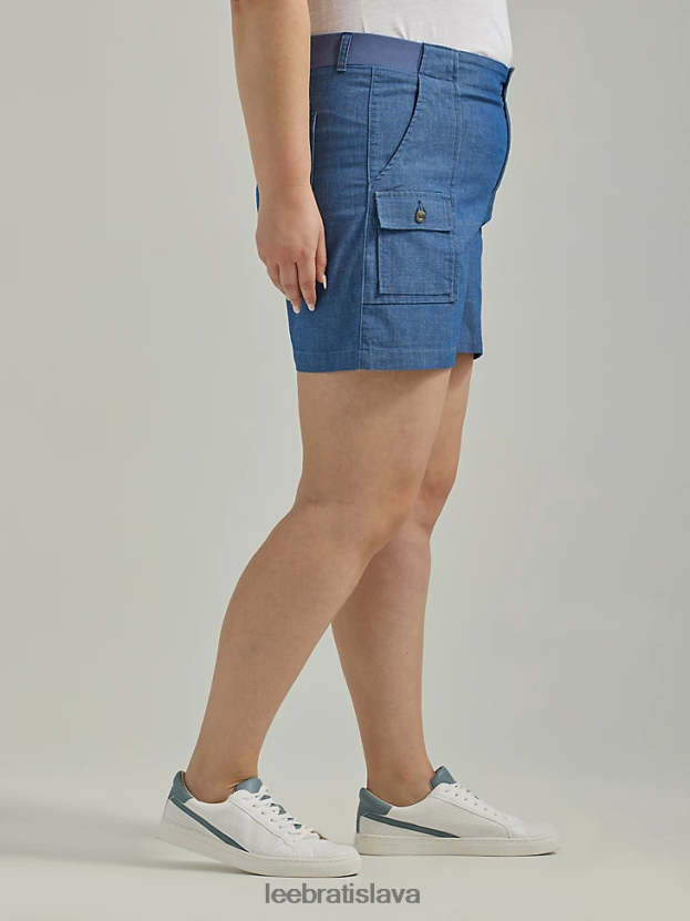 Lee oblečenie HL0J0R283 chambray ženy ultra lux s flex-to-go uvoľneným nákladom krátky (plus)