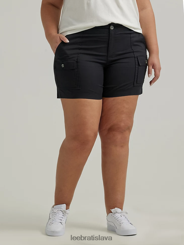 Lee oblečenie HL0J0R284 čierna ženy ultra lux s flex-to-go uvoľneným nákladom krátky (plus)