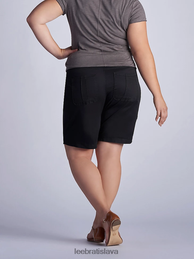 Lee oblečenie HL0J0R292 čierna ženy uvoľnený strih avey knitwaist cargo bermuda (plus)