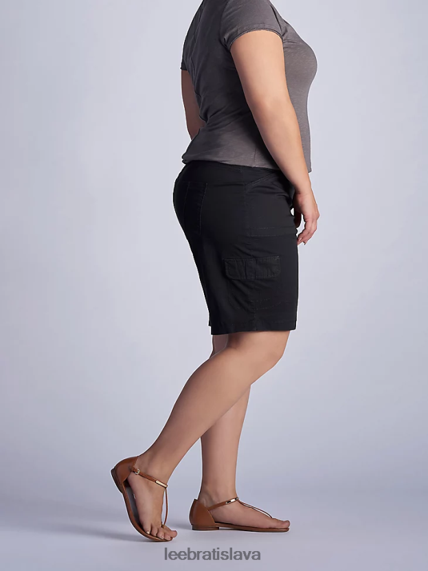 Lee oblečenie HL0J0R292 čierna ženy uvoľnený strih avey knitwaist cargo bermuda (plus)