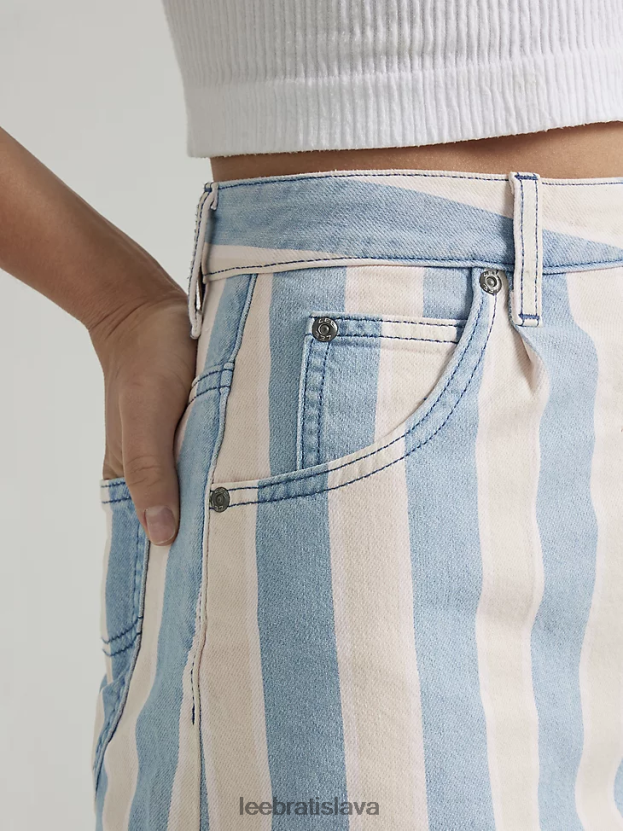 Lee oblečenie HL0J0R332 stredný pruh ženy pruhovaný vysoký plisovaný denim krátky