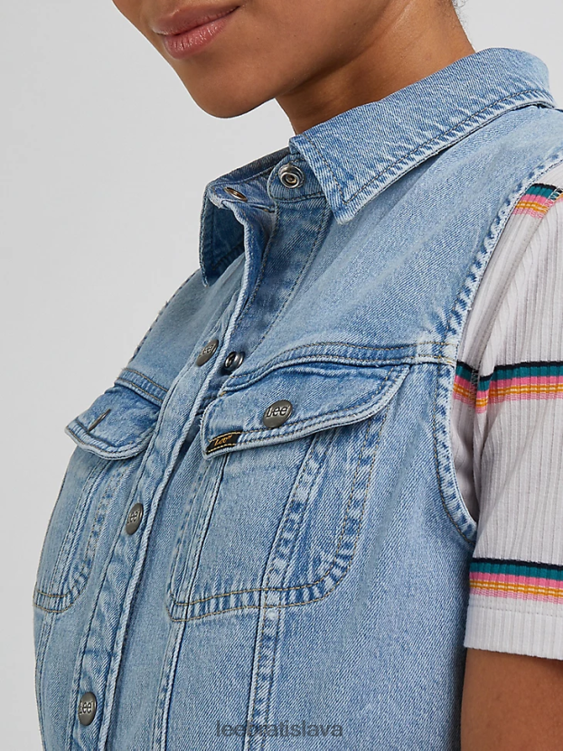 Lee oblečenie HL0J0R417 matná modrá ženy jazdecké košeľové šaty