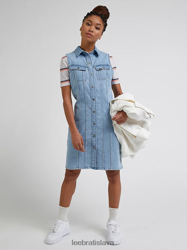 Lee oblečenie HL0J0R417 matná modrá ženy jazdecké košeľové šaty