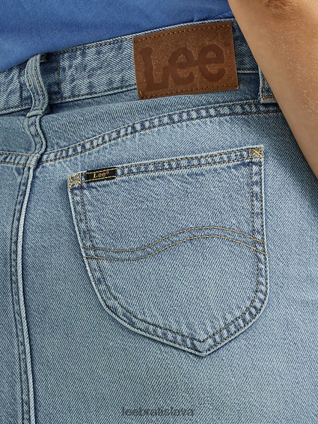 Lee oblečenie HL0J0R418 matná modrá ženy štiepaná denimová midi sukňa