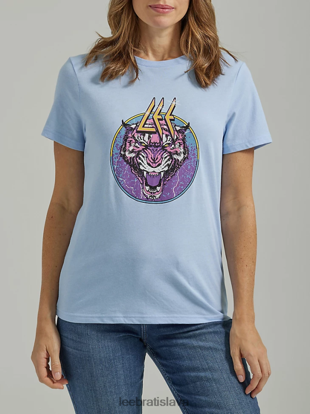 Lee oblečenie HL0J0R340 shasta modrý vres ženy tigrované tričko s grafikou