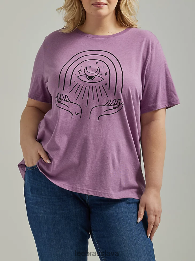 Lee oblečenie HL0J0R363 tmavá slivka ženy grafické tričko s astrologickými rukami (plus)