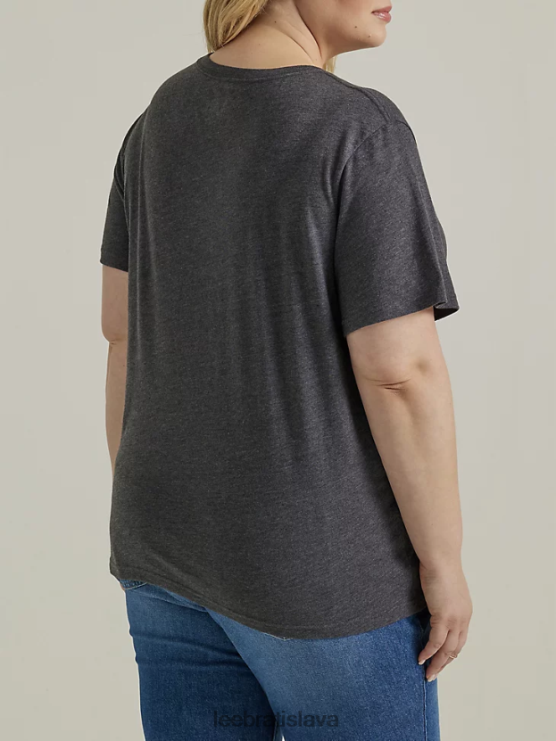 Lee oblečenie HL0J0R366 vres čierny ženy grafické tričko s farebnými kvetmi (plus)