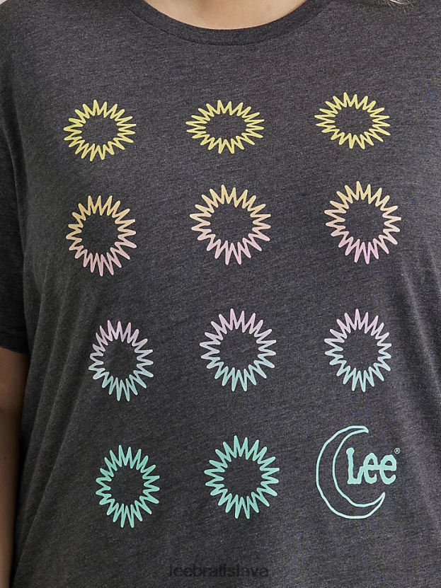 Lee oblečenie HL0J0R366 vres čierny ženy grafické tričko s farebnými kvetmi (plus)