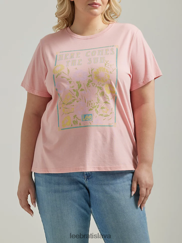 Lee oblečenie HL0J0R367 ružová poleva ženy tričko s motívom slnečných kvetov (plus)