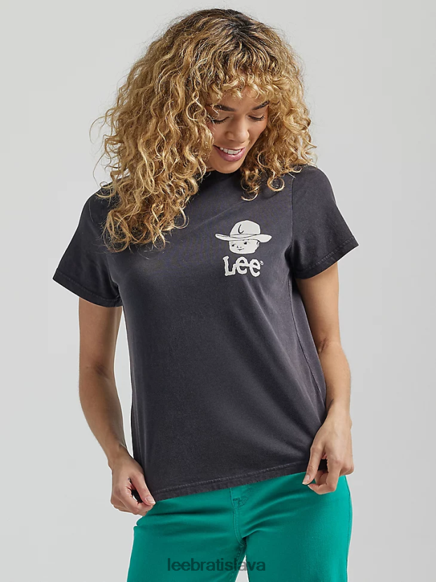 Lee oblečenie HL0J0R370 uhľovočierna ženy kovbojské tričko s grafikou