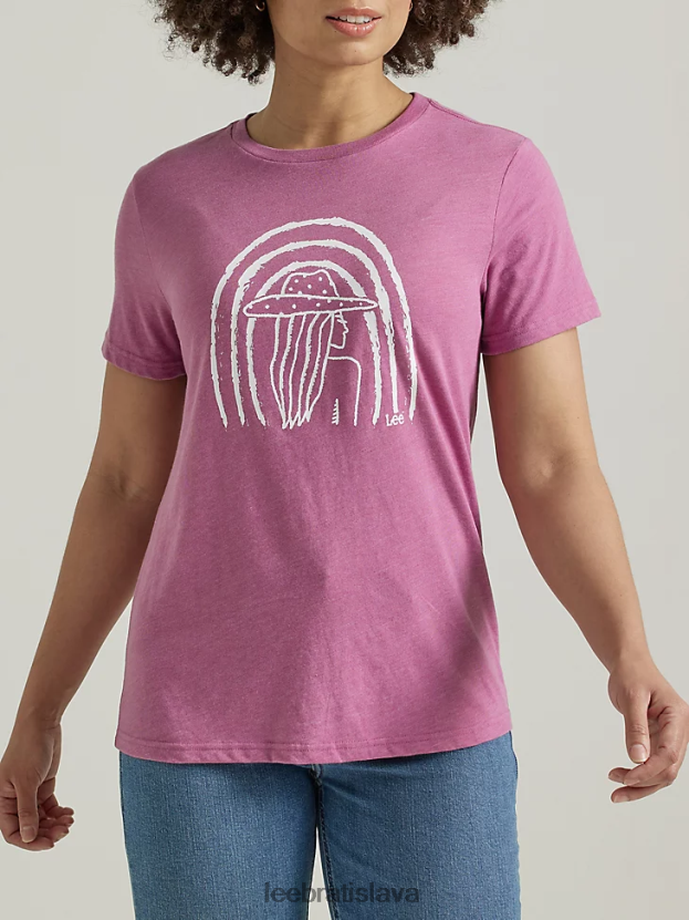 Lee oblečenie HL0J0R373 slivka vres ženy dámske tričko s dúhovou grafikou