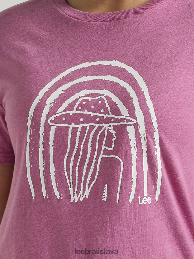 Lee oblečenie HL0J0R373 slivka vres ženy dámske tričko s dúhovou grafikou