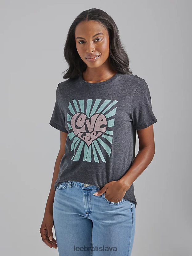 Lee oblečenie HL0J0R374 uhľovočierna ženy milujem grafické tričko