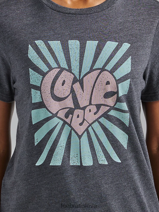 Lee oblečenie HL0J0R374 uhľovočierna ženy milujem grafické tričko