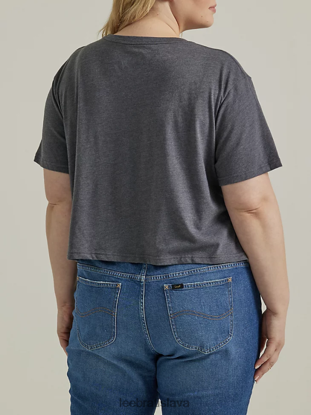 Lee oblečenie HL0J0R381 vres z dreveného uhlia ženy jeans boyfriend crop grafické tričko (plus)