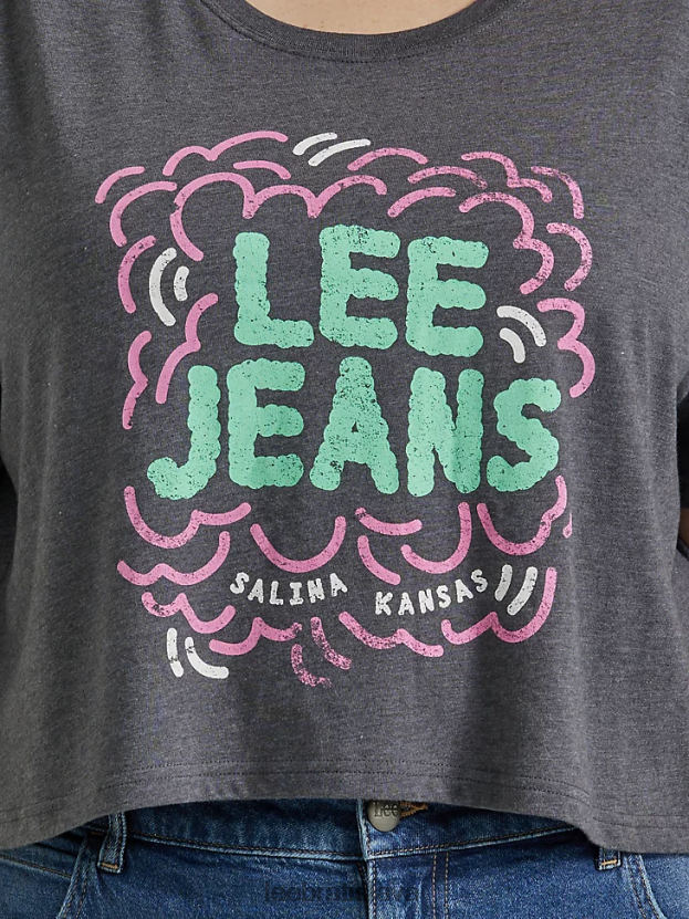 Lee oblečenie HL0J0R381 vres z dreveného uhlia ženy jeans boyfriend crop grafické tričko (plus)