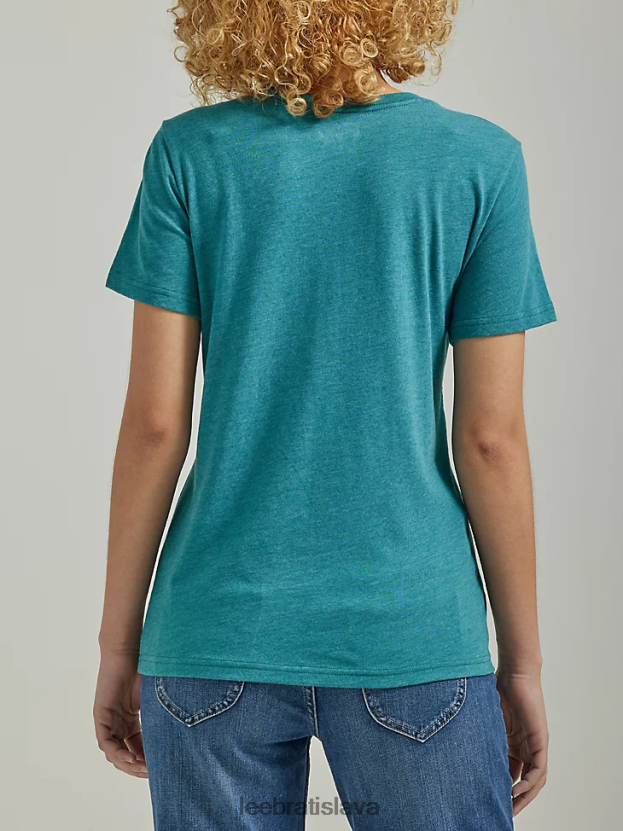 Lee oblečenie HL0J0R382 vres modrozelený ženy tričko s kvetinovým logom