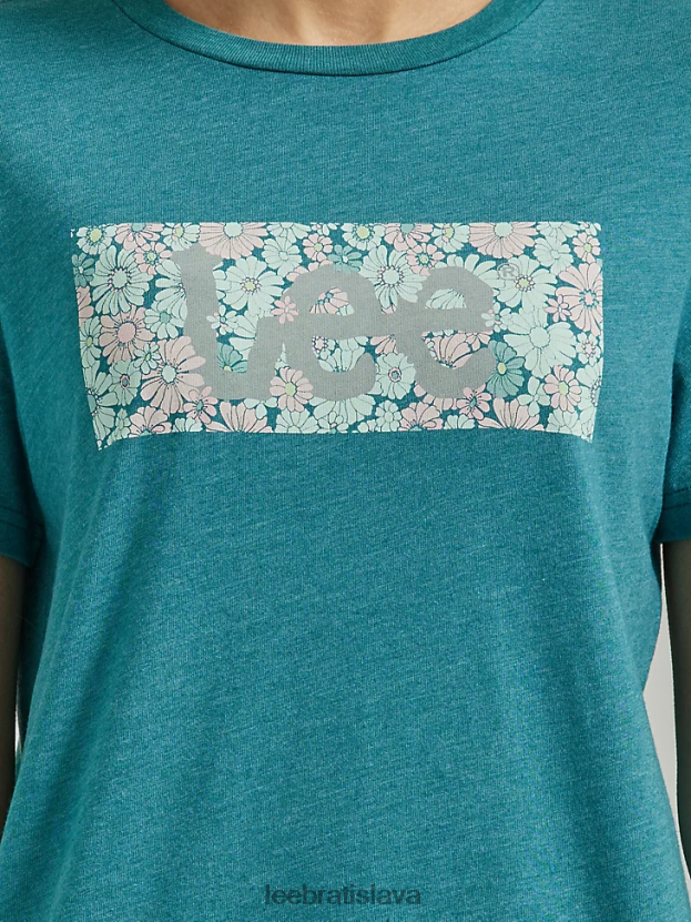 Lee oblečenie HL0J0R382 vres modrozelený ženy tričko s kvetinovým logom