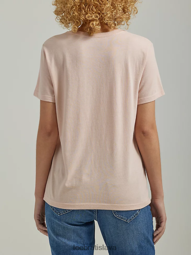 Lee oblečenie HL0J0R383 broskyňový bič ženy tričko s logom leoparda