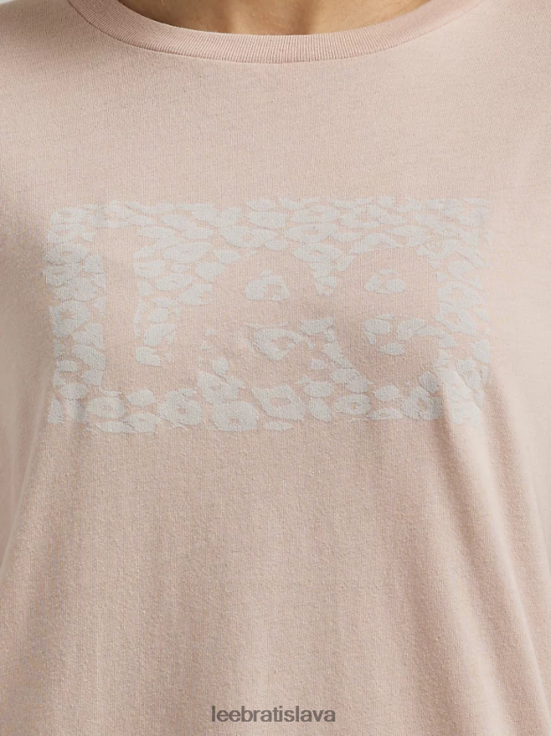 Lee oblečenie HL0J0R383 broskyňový bič ženy tričko s logom leoparda