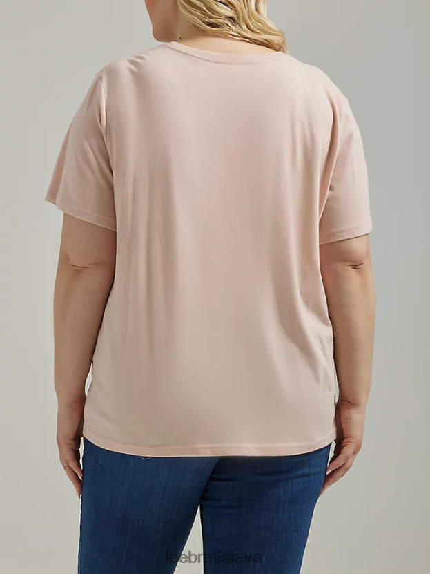 Lee oblečenie HL0J0R390 broskyňový bič ženy tričko s logom leoparda (plus)