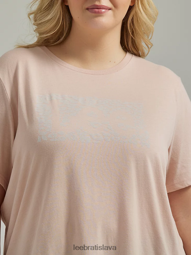 Lee oblečenie HL0J0R390 broskyňový bič ženy tričko s logom leoparda (plus)