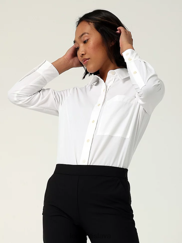 Lee oblečenie HL0J0R394 žiarivo biele ženy h.d. košeľa s jedným vreckom na gombíky