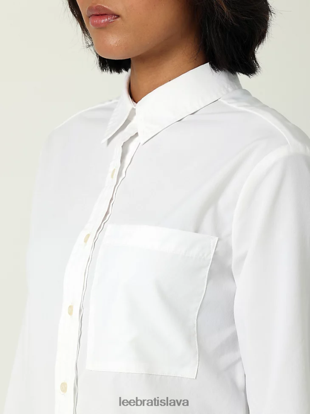 Lee oblečenie HL0J0R394 žiarivo biele ženy h.d. košeľa s jedným vreckom na gombíky