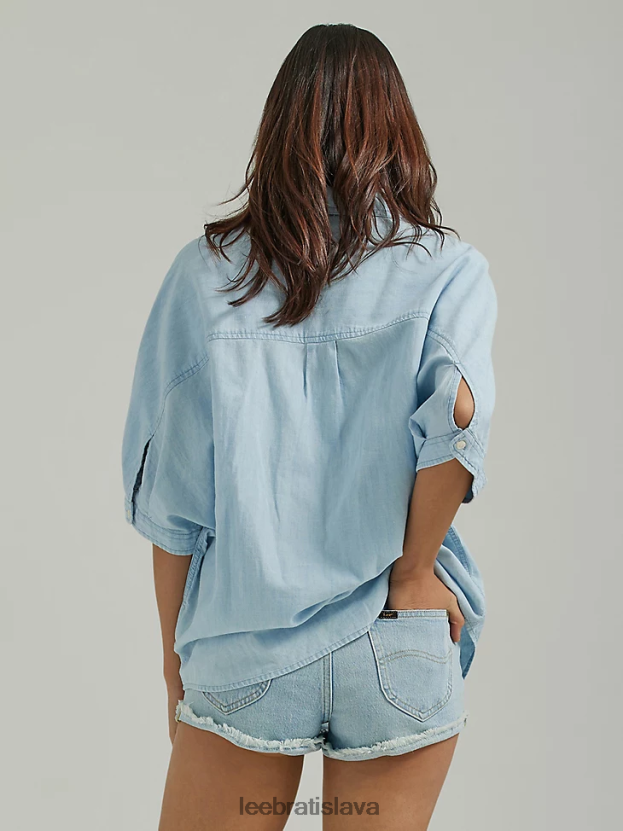 Lee oblečenie HL0J0R399 pena ženy uvoľnená košeľa s jedným vreckom na gombíky