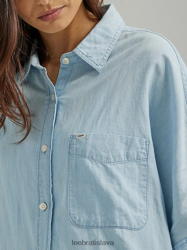 Lee oblečenie HL0J0R399 pena ženy uvoľnená košeľa s jedným vreckom na gombíky