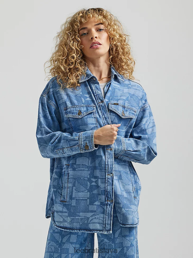 Lee oblečenie HL0J0R401 laserová geo ženy geometrický plášť uvoľneného strihu