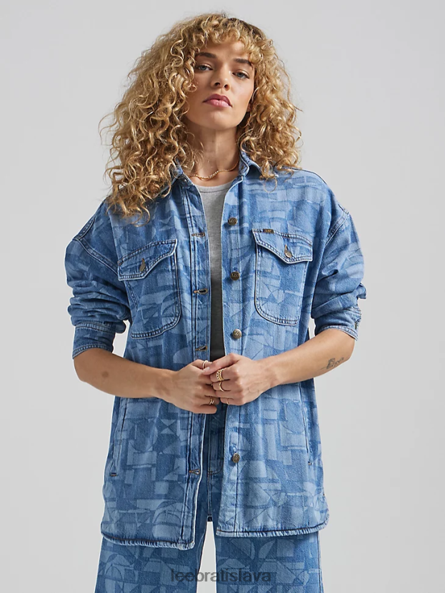 Lee oblečenie HL0J0R401 laserová geo ženy geometrický plášť uvoľneného strihu