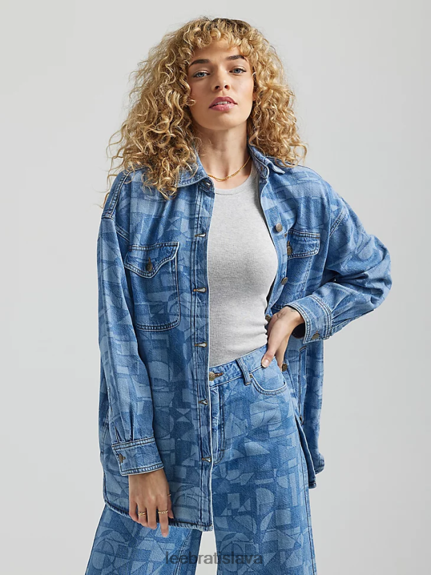 Lee oblečenie HL0J0R401 laserová geo ženy geometrický plášť uvoľneného strihu