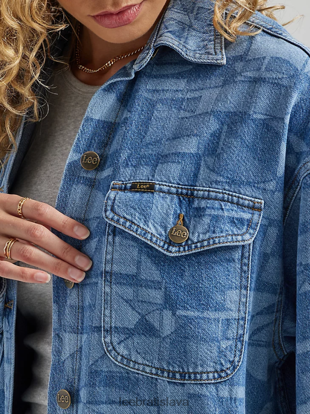 Lee oblečenie HL0J0R401 laserová geo ženy geometrický plášť uvoľneného strihu