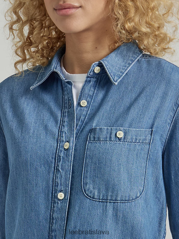 Lee oblečenie HL0J0R406 stredného prania ženy legendárna viacúčelová pevná džínsová košeľa na gombíky